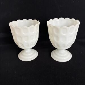 Milk Glass Vases lot 2 Vintage Collectible E.O.Brody Mid Century Modern Chic